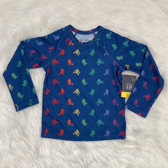 Gap Little Kid’s Disney Mickey Mouse Swim Blue Rash guard, Size 5T